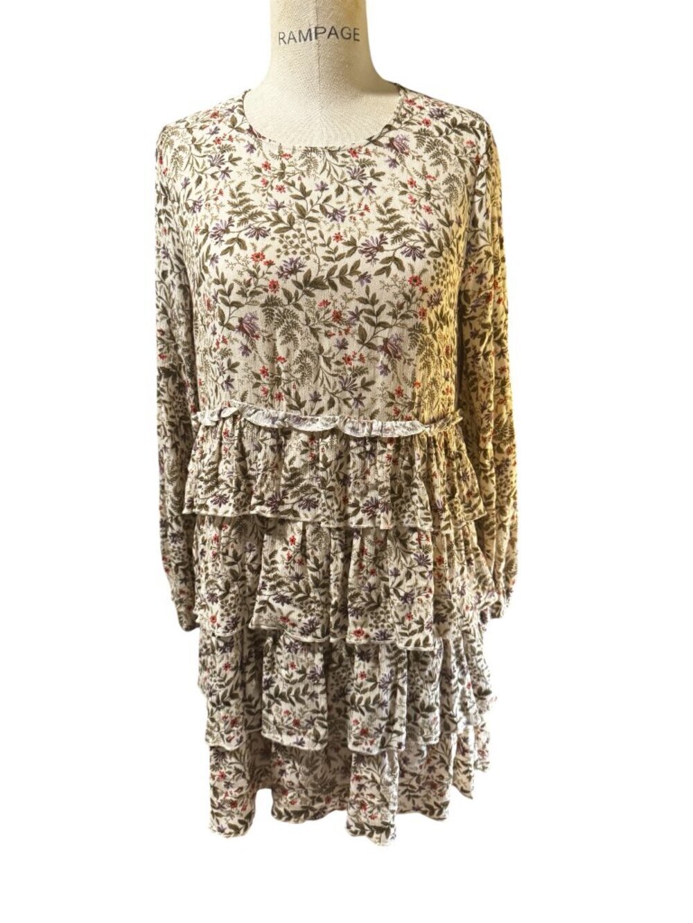 Urban Outfitters Rachele Floral Tiered Babydoll Dress Cottagecore S